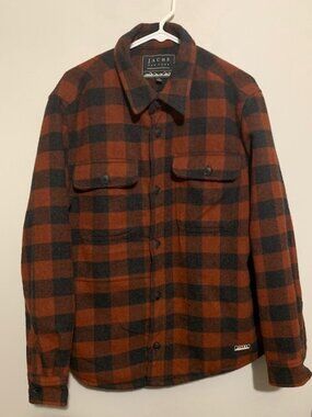 Men's Jach's New York Wool Blend Jacket Shirt Red & Black Plaid Sz M Coat